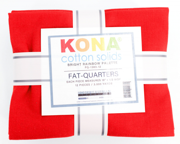 Kona Cotton Solids Fat Quarter Stoffpaket - Bright Rainbow